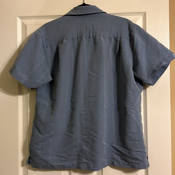 Van Heusen Short Sleeve Blue Ribbed Shirt - Picture 4 of 5